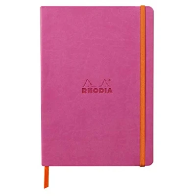 Abbildung von Rhodia 117379C Notizheft Softcover Rhodiarama DIN A5 (14,8x21 cm), 80 Blatt, liniert Clairefontaine Papier Elfenbein 90g Lesezeichen, Gummizugverschluss, Cover aus Kunstleder Fuchsia, 1 Stück