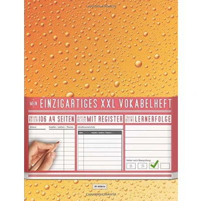 Abbildung von Mein Vokabelheft / 100+ Seiten, 2 Spalten, Register Lernerfolge auf jeder Seite zum Abhaken PR101 &quot;Tautropfen&quot; DIN A4 Softcover