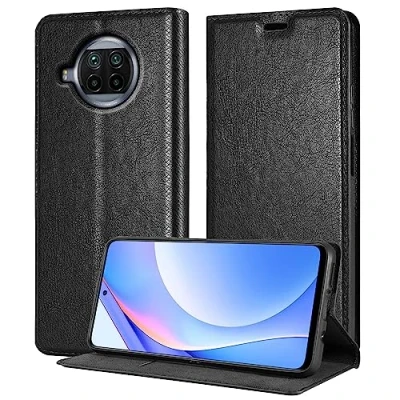 Abbildung von Cadorabo Hülle kompatibel mit Xiaomi Mi 10T LITE in Nacht SCHWARZ Schutzhülle Magnetverschluss, Standfunktion und Kartenfach