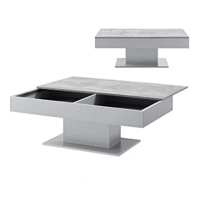 Abbildung von en.casa Couchtisch, »Lünen« Wohnzimmertisch 2 Staufächer 40x110x60cm Beton Optik/Hellgrau