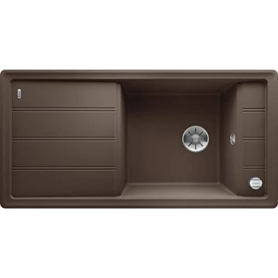 Abbildung von BLANCO FARON XL 6 S Granitspüle aus SILGRANIT cafe Einbauart: Einbau von Oben reversibel für 60 cm breite Unterschränke Großes Becken Reinigungsfreundliche Öberfläche