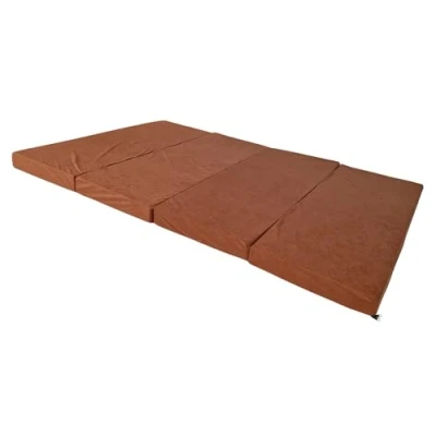Abbildung von Natalia Spzoo breite Faltmatratze 180 x 120 8 cm Klappmatratze mit Schaumstoffkern &amp; abnehmbarem Bezug klappbare Schlafmatte (1000 Hellbraun)