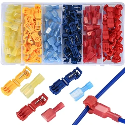 Abbildung von Vwoqiy 120 Stück Abzweigverbinder Set(60 T + 60 Flachstecker Schnellverbinder), Kabelverbinder, Kabelklemmen Quickverbinder 0,5 4mm² (Drei Farben 120)