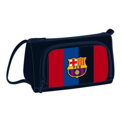 Abbildung von safta Unisex Kinder Mäppchen 1ª Federmäppchen mit aufklappbarer Tasche, voll F.C. Barcelona 1. Mannschaft 22/23, 200 x 85 110 mm, Marineblau und Granatrot, Estándar