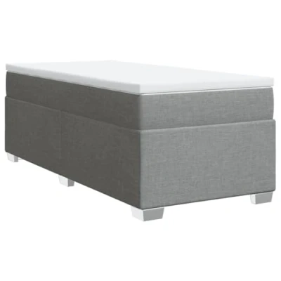 Abbildung von vidaXL Boxspringbett mit Matratze, Bett Bettfüße Matratzenauflage, Einzelbett für Schlafzimmer, Polsterbett Bettgestell Lattenrost, Hellgrau 90x190cm Stoff