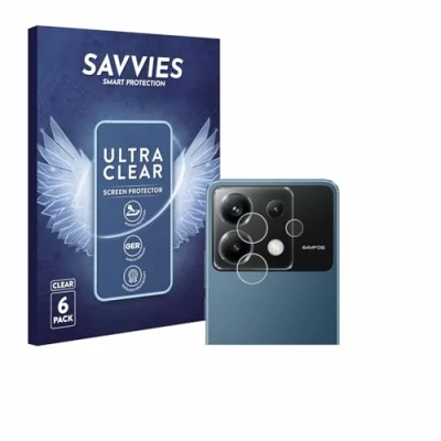 Abbildung von Savvies 6 Stück Schutzfolie für Xiaomi Poco X6 (NUR Kameraschutz) Displayschutz Folie Ultra Transparent