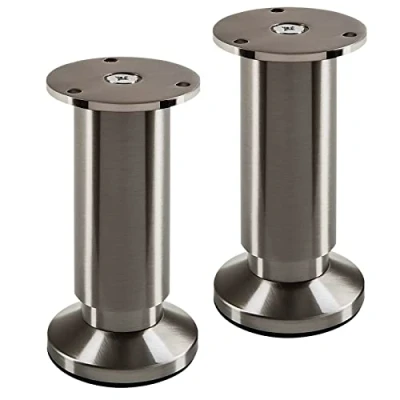 Abbildung von 2 Stück Möbelfüße TERRA Höhe 120 mm Edelstahloptik gebürstet Tischbeine höhenverstellbar bis max. 15 mm, belastbar 250 kg/je Fuß von SOTECH