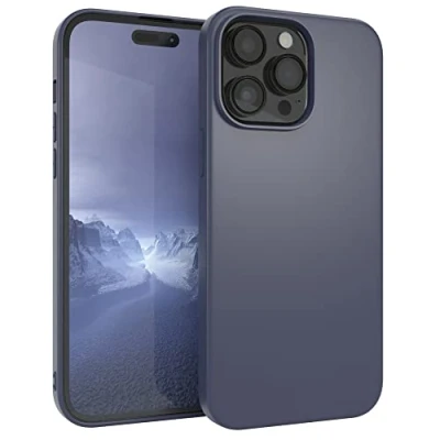 Abbildung von EAZY CASE Handyhülle Silikon mit Kameraschutz kompatibel iPhone 14 Pro Max in Navy Blau, Ultra dünn, Slimcover, Silikonhülle, Hülle, Softcase, Backcover