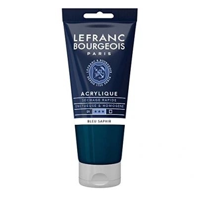 Abbildung von Lefranc Bourgeois 300446 Fine Acrylfarbe Saphirblau, 80ml Tube, cremige auf Wasserbasis, schnell trocknend, lichtecht, wasserfest