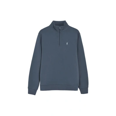 Abbildung von Polo Club Herren Sweatshirt Denimblau Mit Kurzem Reißverschluss Und Rigby Go Stickerei 3xl