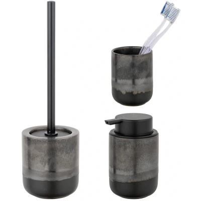 Abbildung von SCHÖNER WOHNEN Kollektion Badaccessoire Set &quot;Riolo&quot;, (Set, 3 tlg.), Zahnputzbecher, Seifenspender &amp; WC Garnitur, aus Keramik, Effektglasur