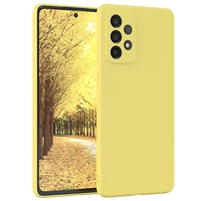 Abbildung von EAZY Case Silikonhülle für Samsung Galaxy A73 5G Hülle Silikon Gelb weich stoßfeste Handyhülle Schutzhülle mit Kameraschutz Dünn Premium Schutz Cover TPU Phone Bumper in Pastellgelb