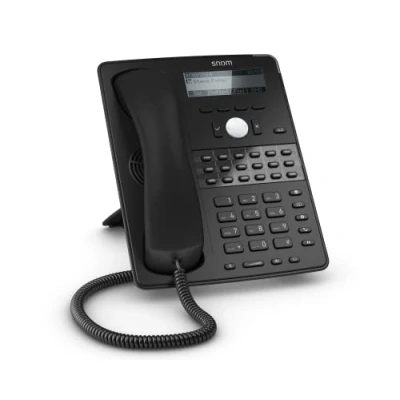 Abbildung von Snom D725 IP Telefon, SIP Tischtelefon, 12 Identitäten, 18 Mehrfarben Funktionstasten, VLAN Unterstützung, Breitband Audio, PoE, DSP, 2x Gigabit Ethernet, USB, Schwarz, 00003916