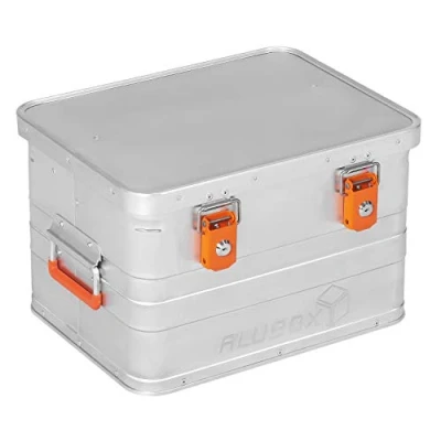 Abbildung von ALUBOX Aufbewahrungsbox Alukiste Transportbox abschließbar mit Deckel (29 Liter), Fangbänder am