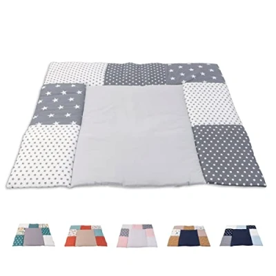 Abbildung von ULLENBOOM ® Wickelauflage 85x75 cm Graue Sterne (Made in EU) Wickelunterlage Waschbar und für Unterwegs geeignet, Bezug: 100% OEKO TEX Baumwolle, Wickeltischauflage 75x85