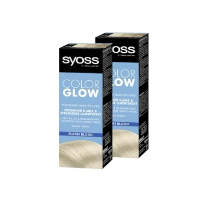 Abbildung von Syoss Color Glow Pflegende Haartönung Platin Blond (2x 100 ml), semi permanente Coloration für strahlende Farbintensität bis zu 8 Haarwäschen, ohne das Haar schädigen