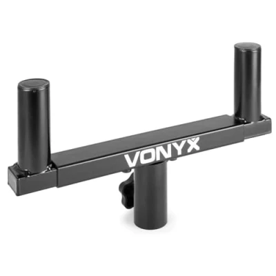 Abbildung von Vonyx WMS 03 Stativ Adapter Lautsprecher, Gabel für Boxenständer, T Bar Doppel Lautsprecherstativ, Double Tripod, Boxen Doppelträger zum Aufstellen von 2 Lautsprechern auf einen Ständer