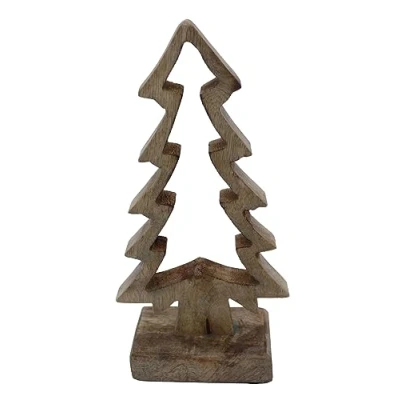 Abbildung von Deko Aufsteller Tannenbaum aus Mangoholz 25 cm Holz Weihnachtsbaum zum Aufstellen Weihnachts Tisch Fenster Winter Advent Dekoration