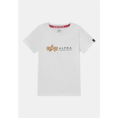 Abbildung von Alpha Industries Label KIDS Teens Unisex Tshirt print für Kinder, Größe: 176, White