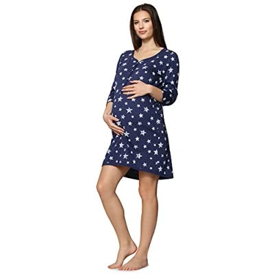 Abbildung von Bemammy Nachthemd, Damen, Größe: Medium, Navysterneblau