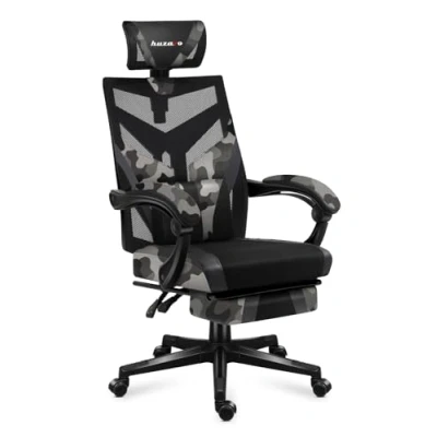 Abbildung von huzaro Combat 5.0 Camo Gaming Stuhl Ergonomischer PC Computerstuhl Bürostuhl Fußstütze Lendenkissen Verstellbare Kopfstütze bis 140 kg belastbar 90 Neigungswinkel Camouflage