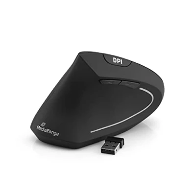 Abbildung von MediaRange ergonomische 6 Tasten Funk Maus mit optischem Sensor für Linkshänder, schwarz