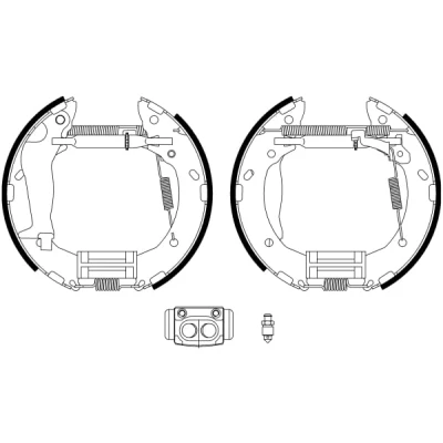 Abbildung von TEXTAR Shoe Kit Pro 84063300 Bremsensatz, Trommelbremse mit Radbremszylinder, Stellelement HYUNDAI: Getz