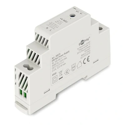 Abbildung von Goobay 59574 Hutschienen Netzteil 5V Trafo ideal zum Betrieb von Überwachungs und Zugangssystemen/Klingeltrafo / Türsprechanlage/Klingelanlage/DIN Rail 2,4A 12W