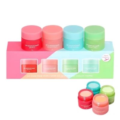 Abbildung von Lippenschlafmaske, 4 Stück Lip Sleeping Mask für Tag &amp; Nacht Lippenpflege, Feuchtigkeitsspendende Lippenmaske Repariert Trockene Rissige Schälende Lippen, Hydrating Balm Set