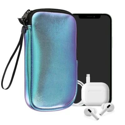 Abbildung von kwmobile Handytasche für Smartphones L 6,5&quot; Neopren Handy Hülle Metallic Petrol Tasche 16,5 x 8,9 cm Innenmaße