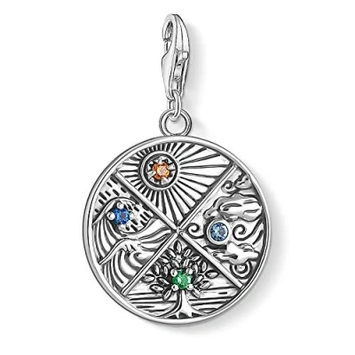Abbildung von Thomas Sabo Damen Charm Anhänger 4 Elemente Erde Wasser Luft Feuer Club 925 Sterling Silber 1814 945 7