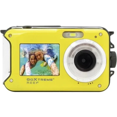 Abbildung von GoXtreme Reef Unterwasserkamera mit Zwei Displays, wasserfest bis 3 m, zu 24 MP Auflösung, 4X Digital Zoom, 8 Sensor, Gelb