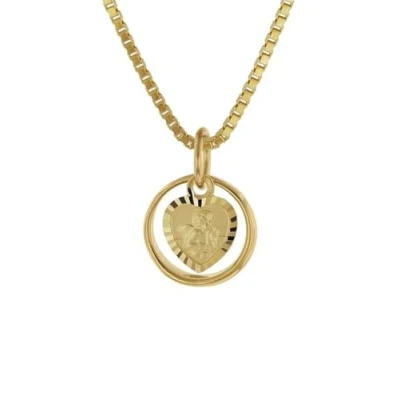 Abbildung von trendor Kette mit Anhänger Taufring Engel Herz Gold 585 / 14K plattierter