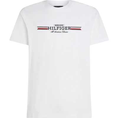 Abbildung von Tommy HILFIGER Big &amp; Tall Kurzarmshirt &quot;BT CHEST STRIPE TEE B&quot;, Aufdruck des Markenlogos und namens, in Großen Größen
