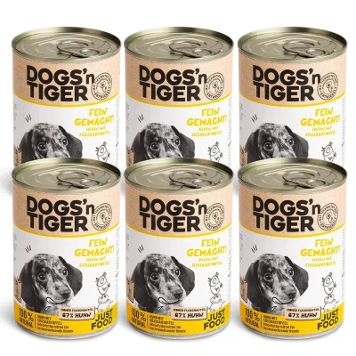 Abbildung von Junior, Welpen Premium Hundefutter, Nassfutter, Getreidefrei, Fein Gemacht, Huhn &amp; Süßkartoffel, 6x 400g 6x400g