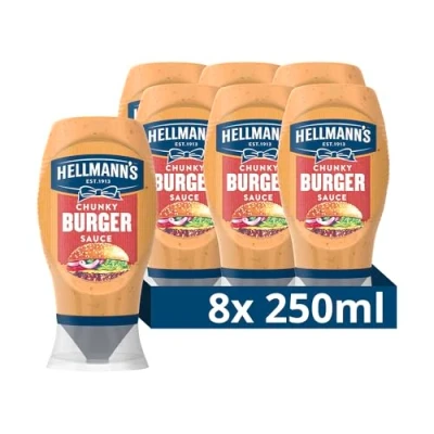 Abbildung von Hellmann&#039;s Chunky Burger Sauce leckere Grill und Burgersauce zum Verfeinern Dippen 250 ml 8 Stück