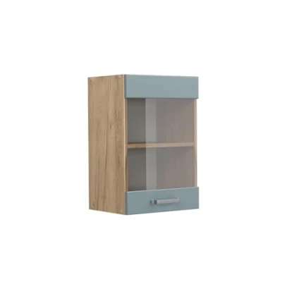 Abbildung von Vicco Glashängeschrank R Line, Blau Grau/Goldkraft Eiche, 40 cm