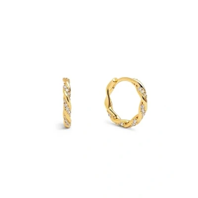 Abbildung von SINGULARU Naval Creolen. Messing mit 18 Kt Vergoldeter Beschichtung und Zirkonia. Schmuck für Damen.
