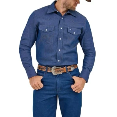 Abbildung von Wrangler Herren Western Button down Shirts, Indigo, L Lang EU