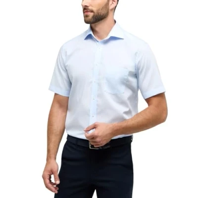 Abbildung von Eterna Unifarbenes Popeline Kurzarmhemd Comfort FIT Businesshemd, Herren, Größe: 42, Hellblau