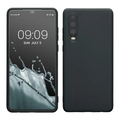 Abbildung von kwmobile Hülle kompatibel mit Huawei P30 weiches TPU Silikon Case Cover geeignet für kabelloses Laden Heidelbeerblau