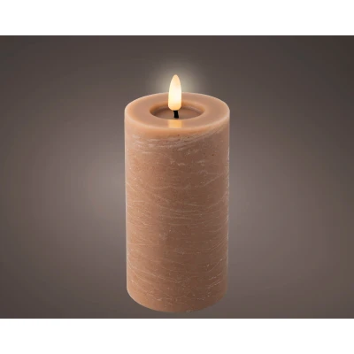 Abbildung von Lumineo LED Kerze Wachs hellbraun/warmweiss 15cm