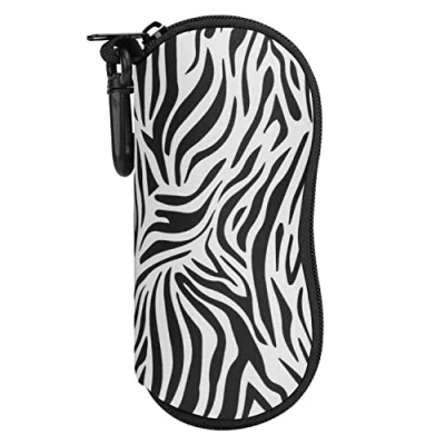 Abbildung von MoKo Brillenetui [Ultra Lightweight] Neopren Reißverschluss Sonnenbrille Tasche mit Gürtelclip für Brillen, Rahmen, Tragbare Case Schlüssel, Bleistifte, Karten Zebramuster