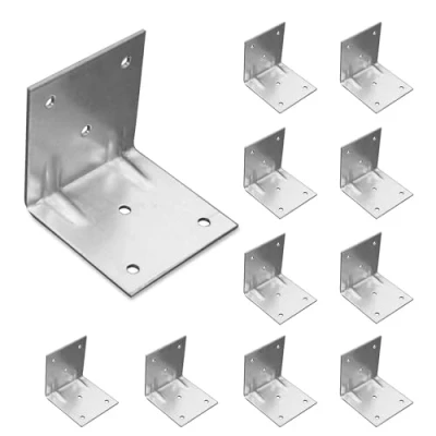 Abbildung von OMIDEAS 10 x Winkelverbinder (60 60 2) Winkel L Klammern Eckwinkel 90 Grad Lochwinkel Bauwinkel Holzverbinder MetallWinkel Möbel Stuhl Verbinder Verzinkt