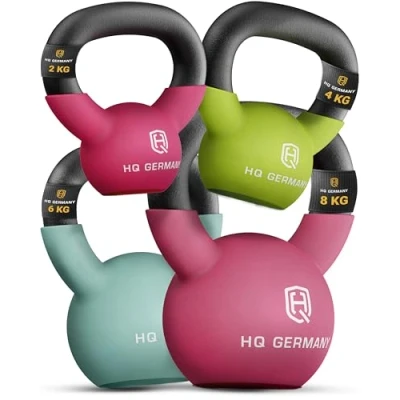 Abbildung von HQ Germany® Neopren Kettlebell Vollguss 2 32kg Starter Sets ±2,0% Gewichtstoleranz, Gewicht:+Starter Set (2+4+6+8KG)