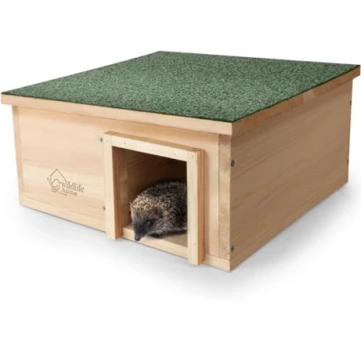 Abbildung von wildlife home Igelhaus Winterfest Groß XXL I aus Holz mit Boden &amp; wetterfestem Dach Igelfutterhaus Katzensicher Igel Winterquartier für den Garten