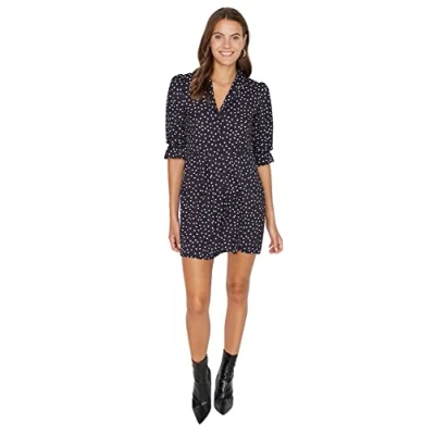 Abbildung von Trendyol Damen Regular A Linie V Ausschnitt Webstoff Kleid, Schwarz, 40