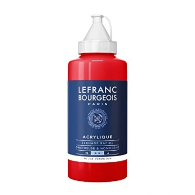 Abbildung von Lefranc Bourgeois 300431 Fine Acrylfarbe Zinnoberrot, 750ml Flasche, cremige auf Wasserbasis, schnell trocknend, lichtecht, wasserfest