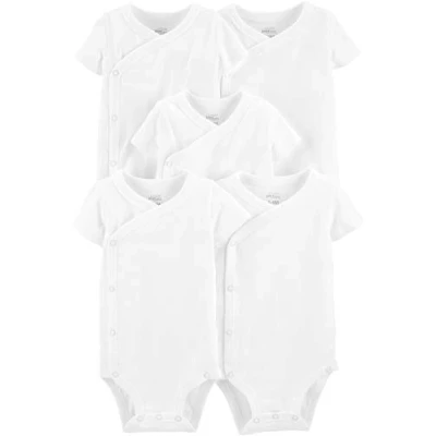 Abbildung von Simple Joys by Carter&#039;s Unisex Baby Side snap Short Sleeve Shirt Hemd, Weiß, Frühchen (5er Pack)