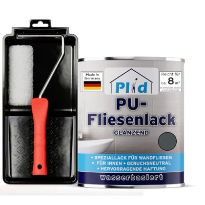 Abbildung von plid Fliesenlack Premium Fliesen Lack Fliesenfarbe Lackierset, schnelltrocknend, spritzwasserbeständig, verarbeitungsfertig